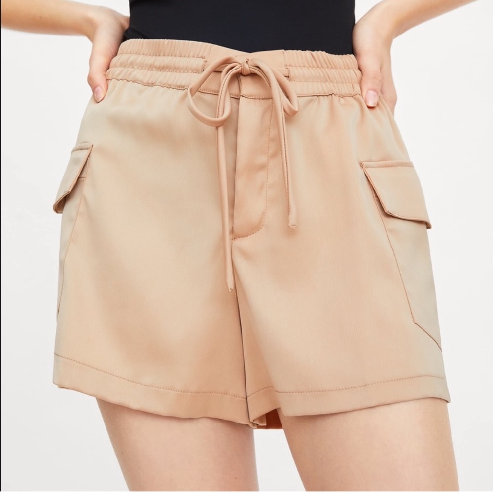 Zara satin cargo shorts L